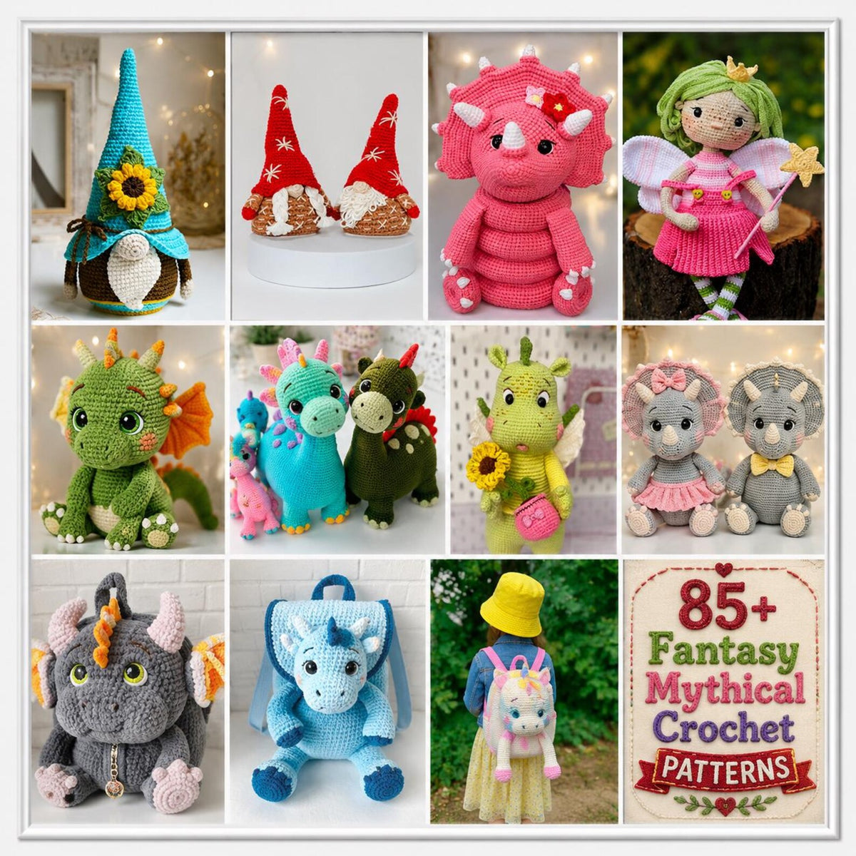 85+ Fantasy Mythical Crochet Patterns Bundle | Dragon, Unicorn, Fairy, Gnome Amigurumi (PDF Download)