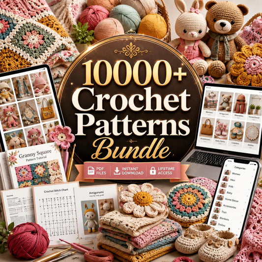 10000+ Crochet Patterns Bundle | Amigurumi, Blankets, Baby Clothes (PDF Download)