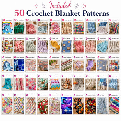 50 Crochet Blanket Patterns Bundle | Baby, Granny Square, Floral Throws (Digital Download)