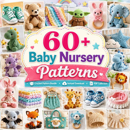60+ Baby Nursery Crochet Patterns Bundle | Amigurumi Toys & Nursery Decor PDF (Instant Download)