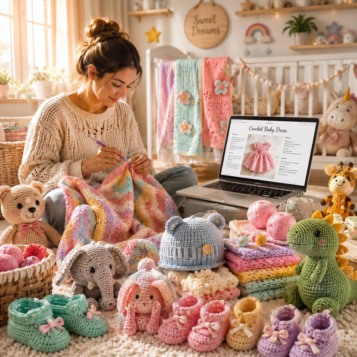 60+ Baby Nursery Crochet Patterns Bundle | Amigurumi Toys & Nursery Decor PDF (Instant Download)