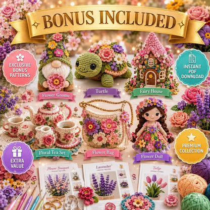 100+ Flower Crochet Patterns Bundle | Amigurumi, Granny Squares, Bouquets (PDF Collection)