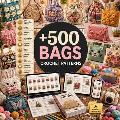 500+ Crochet Bag Patterns Bundle | Tote, Purse, Backpack PDF Patterns (Instant Download)