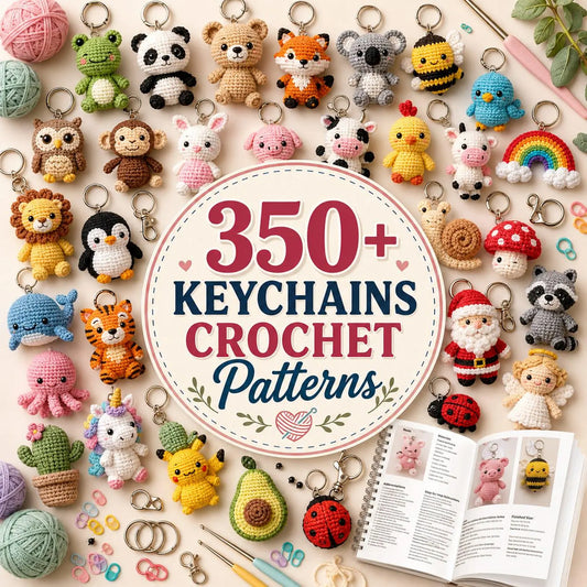 350+ Crochet Keychain Patterns Bundle | Amigurumi Animal, Food, Flower Charms (PDF)