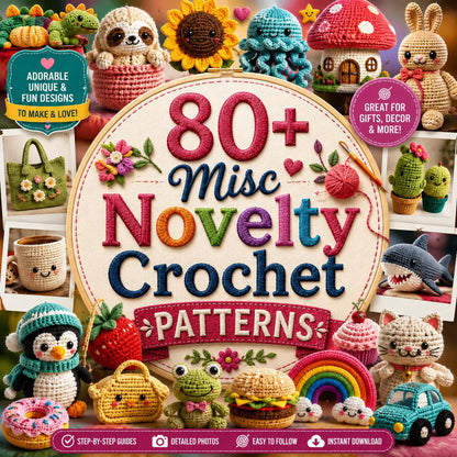 80+ Novelty Crochet Patterns Bundle | Amigurumi, Toys, Gifts, Decor (PDF Download)