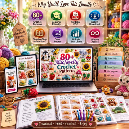 80+ Novelty Crochet Patterns Bundle | Amigurumi, Toys, Gifts, Decor (PDF Download)