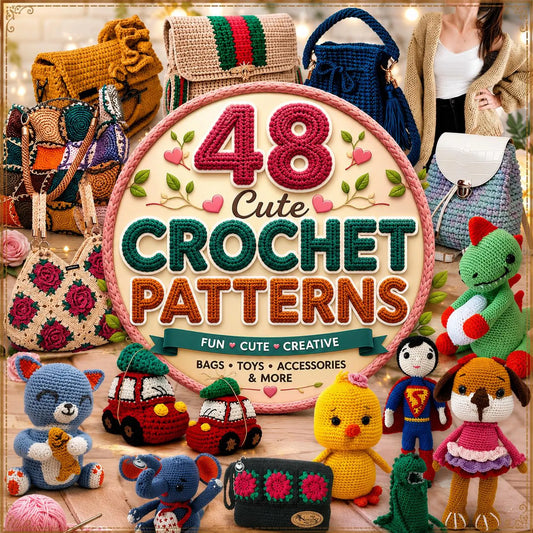 48 Crochet Patterns Bundle | Amigurumi Toys, Bags, Cardigan, Wallets (PDF Download)