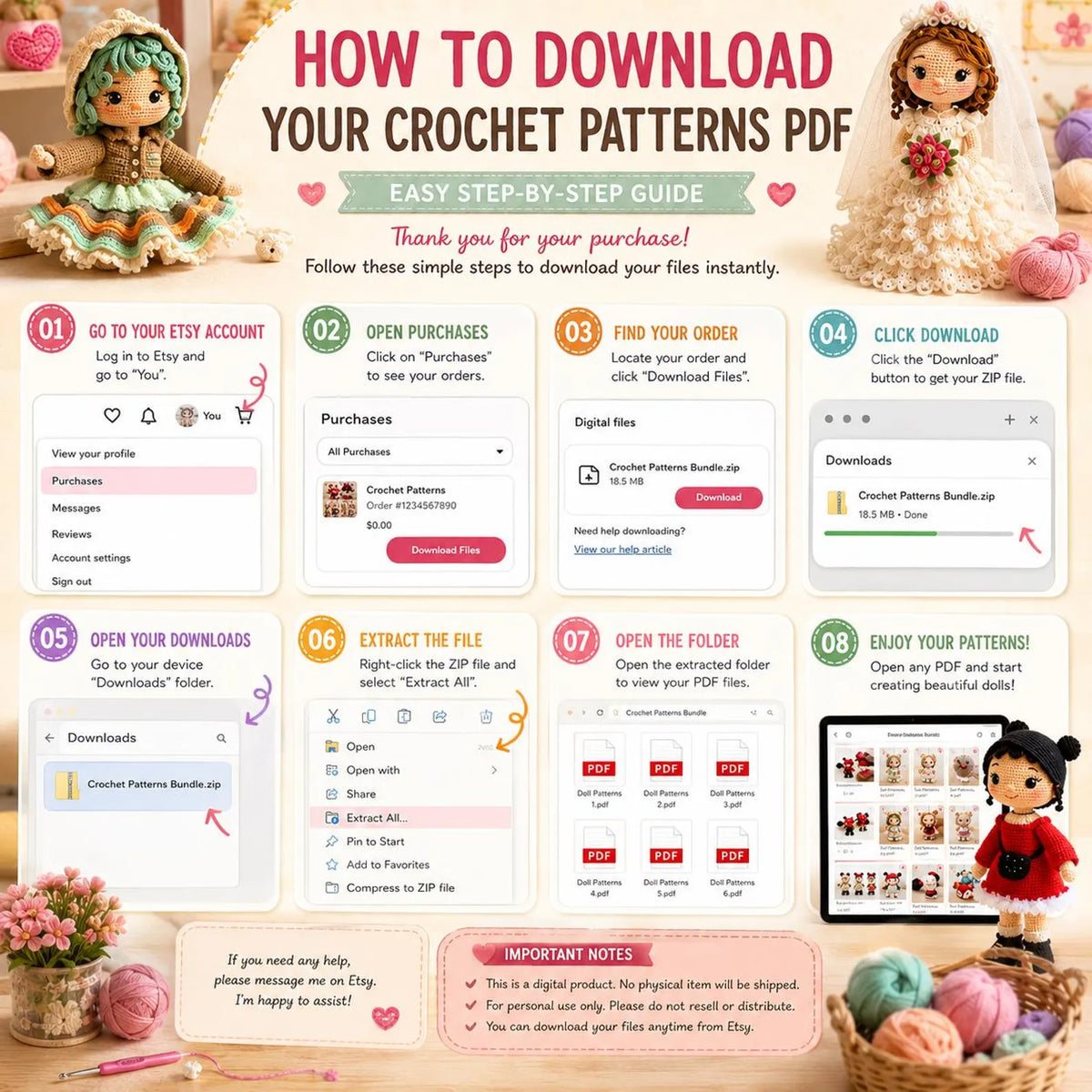 39 Amigurumi Doll Crochet Patterns Bundle | Handmade Plush Toy PDF Tutorial (Digital Download)