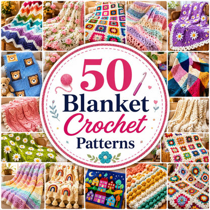 50 Crochet Blanket Patterns Bundle | Baby, Granny Square, Floral Throws (Digital Download)