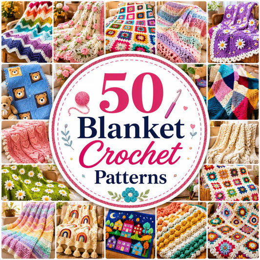 50 Crochet Blanket Patterns Bundle | Baby, Granny Square, Floral Throws (Digital Download)