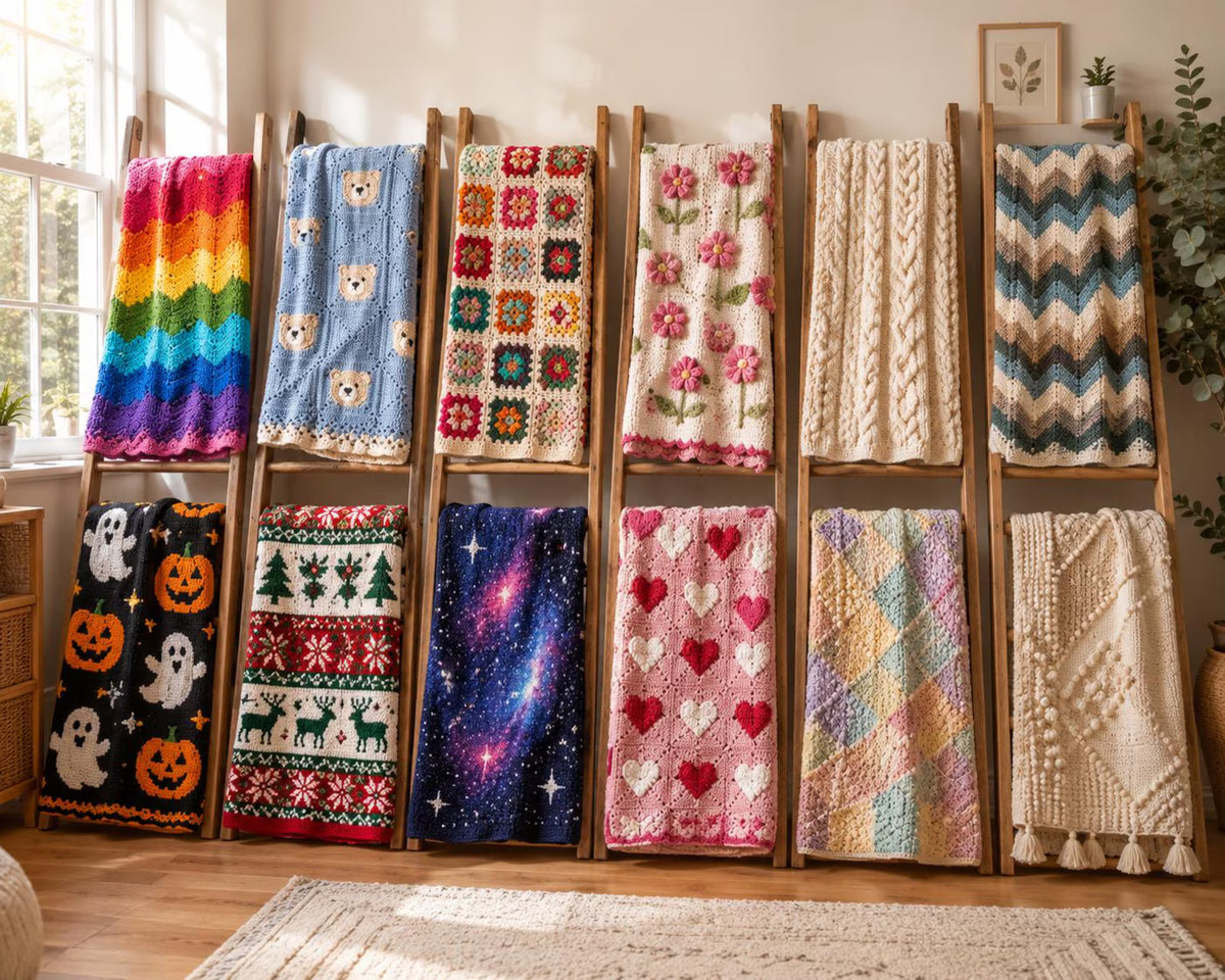 50 Crochet Blanket Patterns Bundle | Baby, Granny Square, Floral Throws (Digital Download)
