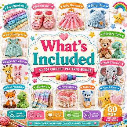 60+ Baby Nursery Crochet Patterns Bundle | Amigurumi Toys & Nursery Decor PDF (Instant Download)