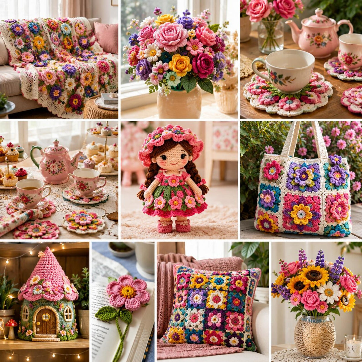 100+ Flower Crochet Patterns Bundle | Amigurumi, Granny Squares, Bouquets (PDF Collection)