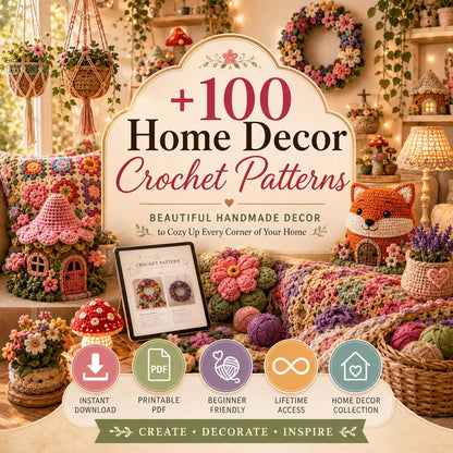 100+ Home Decor Crochet Patterns Bundle | Fairy Houses, Pillows, Wreaths (PDF Download)