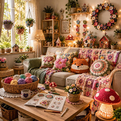 100+ Home Decor Crochet Patterns Bundle | Fairy Houses, Pillows, Wreaths (PDF Download)