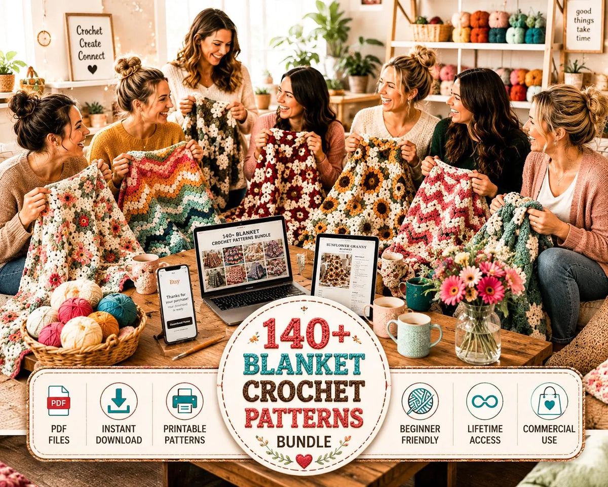 140+ Blanket Crochet Patterns Bundle | Granny Square, Baby, Throw Afghans (PDF Download)