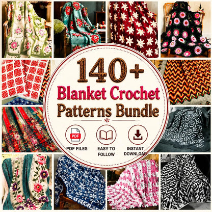 140+ Blanket Crochet Patterns Bundle | Granny Square, Baby, Throw Afghans (PDF Download)