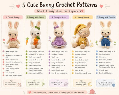 200+ Bunny Crochet Patterns Bundle | Amigurumi Rabbit PDF Patterns (Digital Download)