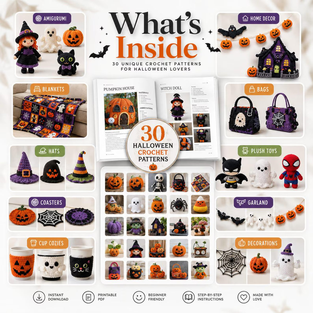 30 Halloween Crochet Patterns Bundle | Spooky Amigurumi PDF Toys (Digital Download)