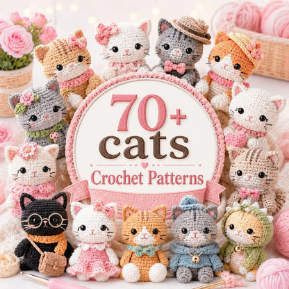 70 Cat Crochet Patterns Bundle | Amigurumi PDF Patterns for Beginners (Digital Download)