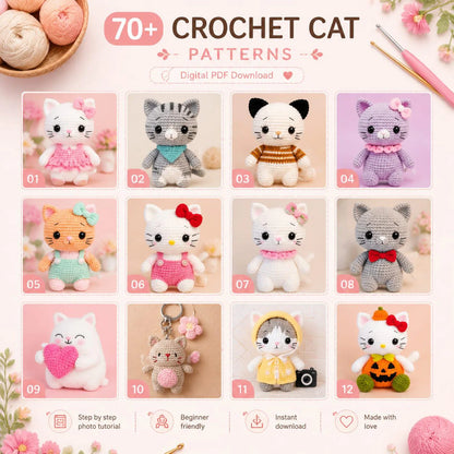 70 Cat Crochet Patterns Bundle | Amigurumi PDF Patterns for Beginners (Digital Download)