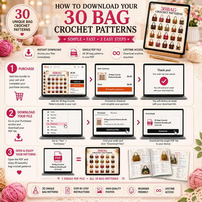 30 Crochet Bag Patterns Bundle | Tote, Shoulder, Purse PDF Patterns