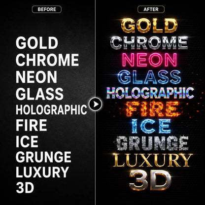 402+ Photoshop Styles Bundle | Gold, Chrome, Neon, 3D, Vintage Text Effects (Digital Download)
