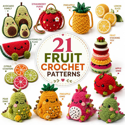 60+ Food Kitchen Crochet Patterns Bundle | Amigurumi, Fruit, Vegetable (PDF Download)