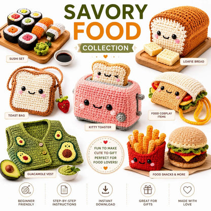 60+ Food Kitchen Crochet Patterns Bundle | Amigurumi, Fruit, Vegetable (PDF Download)