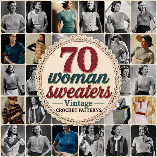 70+ Vintage Women's Sweater Crochet Patterns Bundle (PDF Patterns)