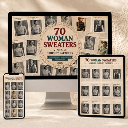 70+ Vintage Women's Sweater Crochet Patterns Bundle (PDF Patterns)