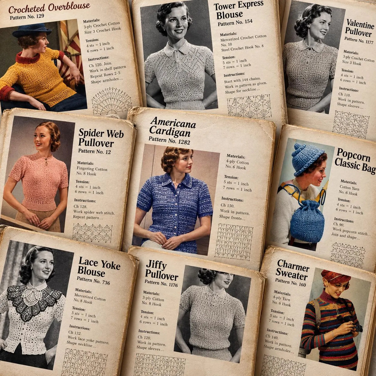 70+ Vintage Women's Sweater Crochet Patterns Bundle (PDF Patterns)