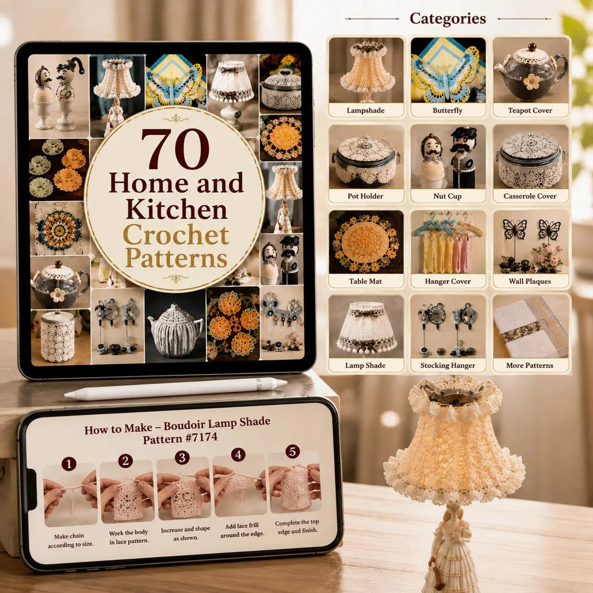 70 Vintage Home & Kitchen Crochet Patterns PDF Bundle (Digital Download)