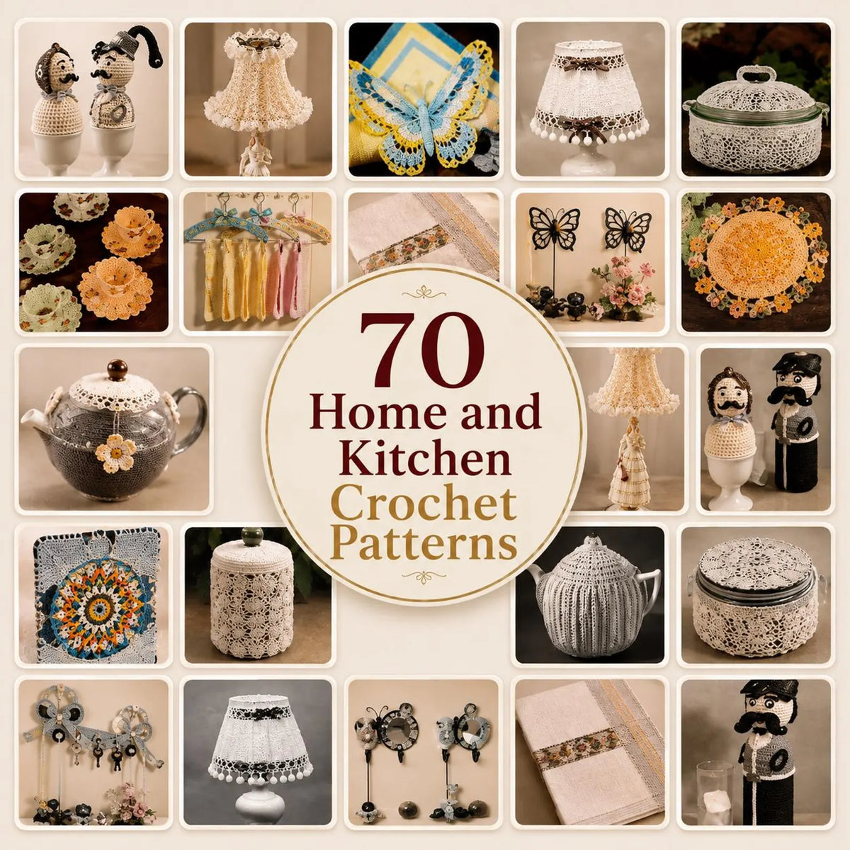 70 Vintage Home & Kitchen Crochet Patterns PDF Bundle (Digital Download)