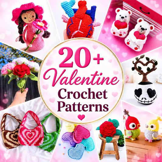 20 Valentine Crochet Patterns Bundle | Heart, Love Amigurumi Designs (PDF Download)