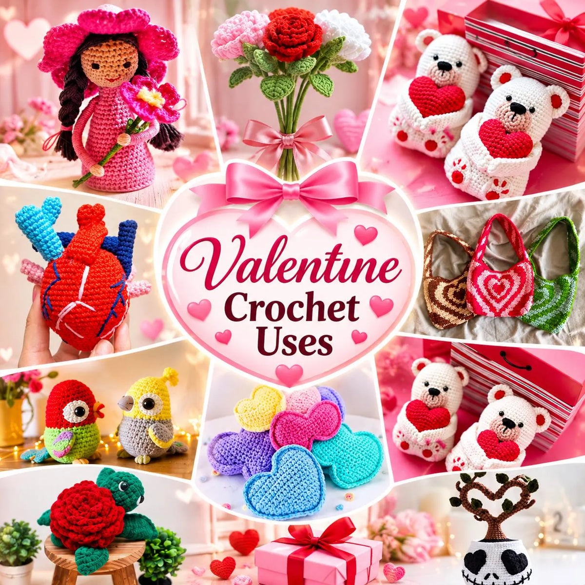 20 Valentine Crochet Patterns Bundle | Heart, Love Amigurumi Designs (PDF Download)