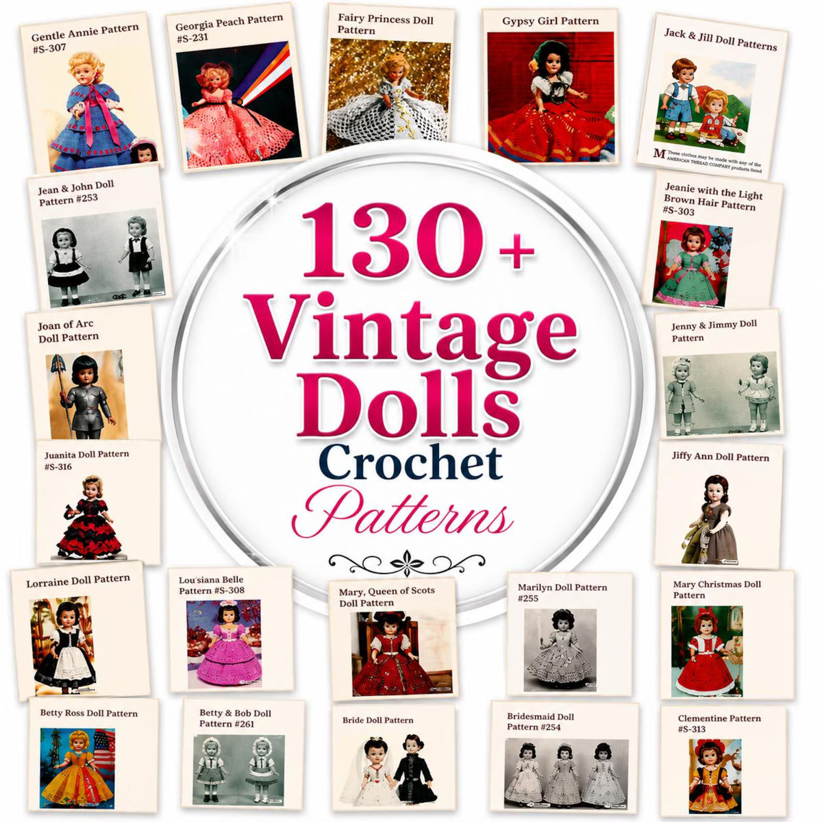 130 Vintage Doll Crochet Patterns Bundle | Amigurumi, Handmade Toys (PDF Download)