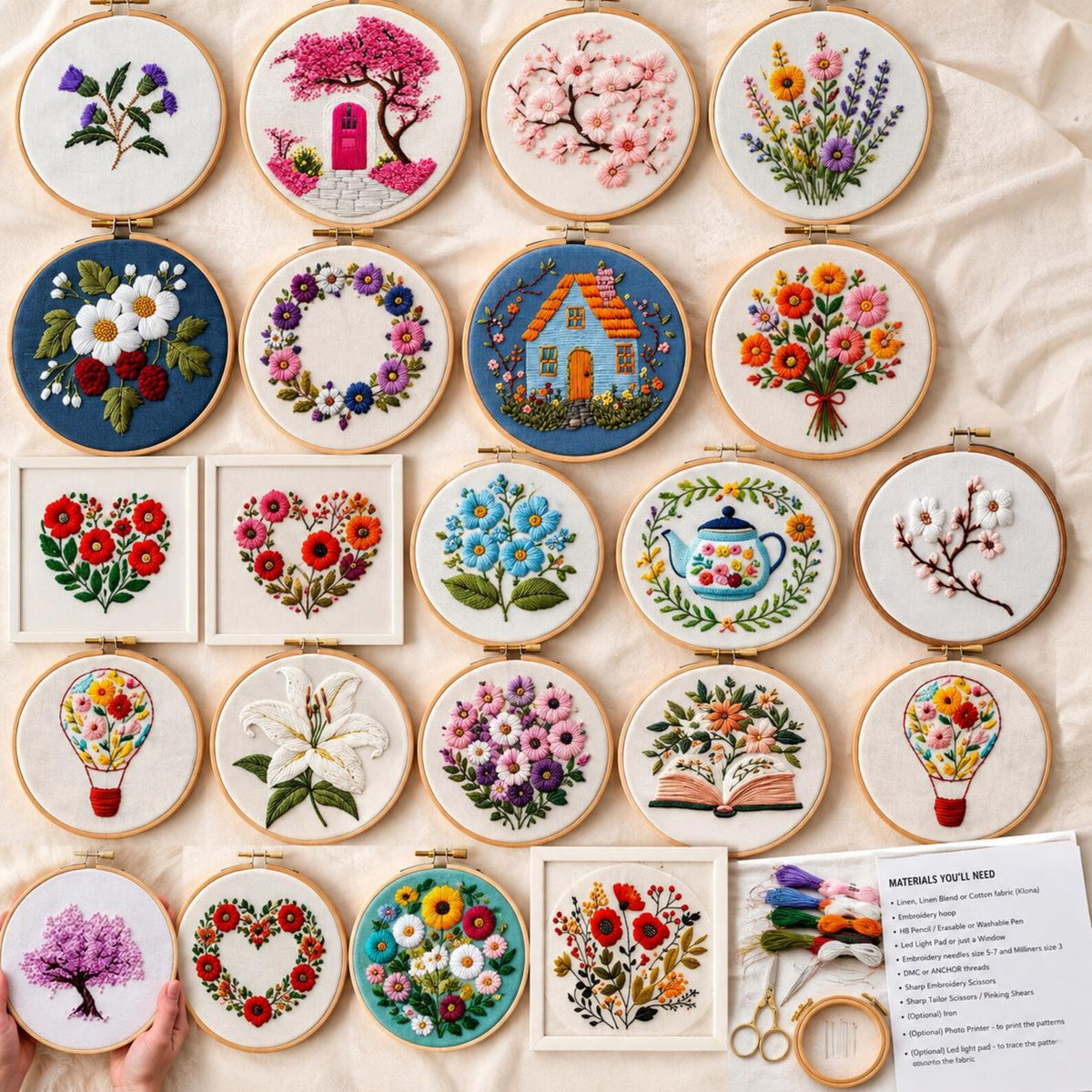 50 Floral Embroidery Patterns | Botanical Hand Stitch Designs (PDF Download)