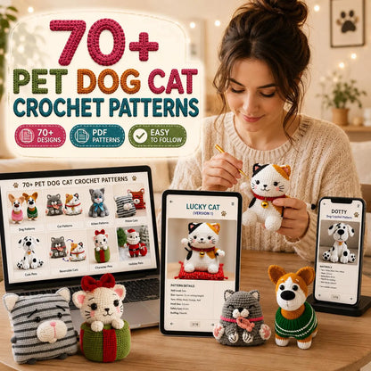 70+ Pet Dog & Cat Crochet Patterns Bundle | Amigurumi (PDF Patterns)