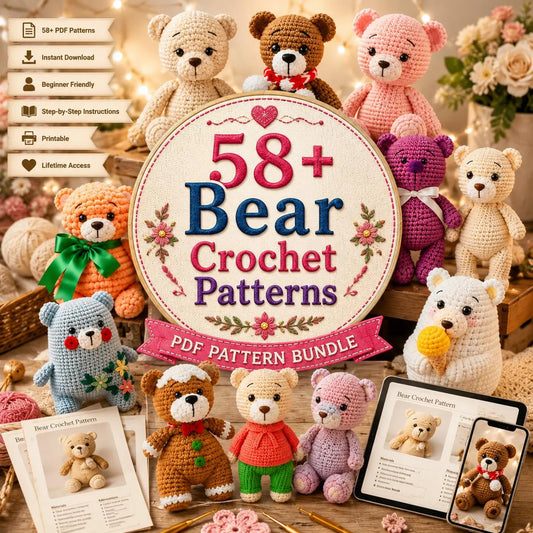 58+ Bear Crochet Patterns Bundle | Amigurumi PDF Patterns (Digital Download)
