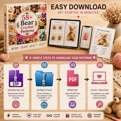 58+ Bear Crochet Patterns Bundle | Amigurumi PDF Patterns (Digital Download)