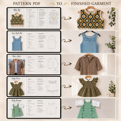 49 Crochet Garment Top Patterns | Women's Summer Tanks, Blouses (PDF Download)