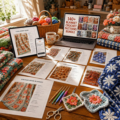 140+ Blanket Crochet Patterns Bundle | Granny Square, Baby, Throw Afghans (PDF Download)