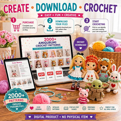 2000 Amigurumi Crochet Patterns Bundle | Kawaii Animals, Dolls, Toys (PDF Download)