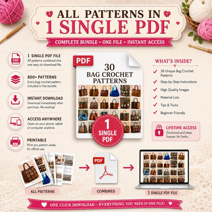 30 Crochet Bag Patterns Bundle | Tote, Shoulder, Purse PDF Patterns