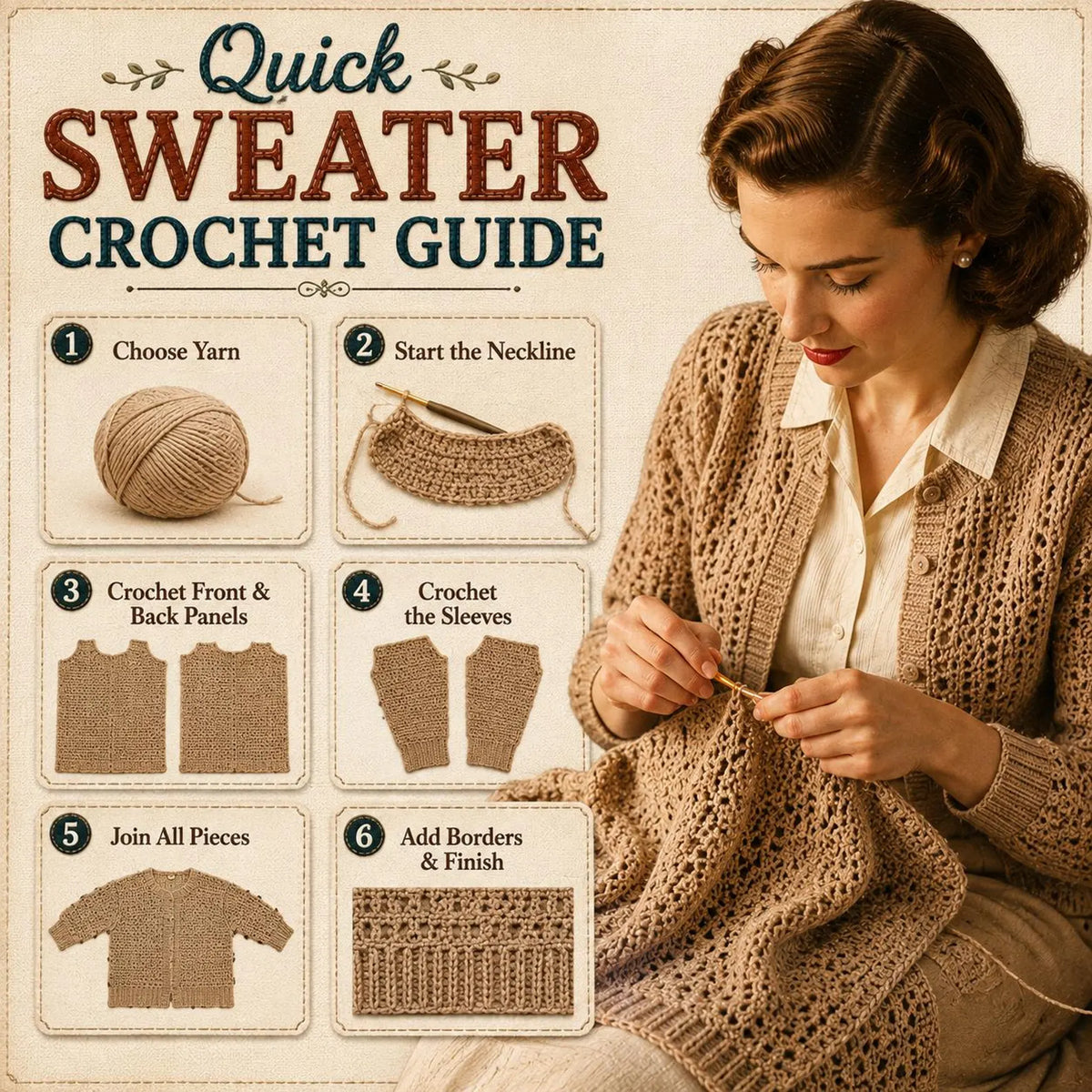 70+ Vintage Women's Sweater Crochet Patterns Bundle (PDF Patterns)