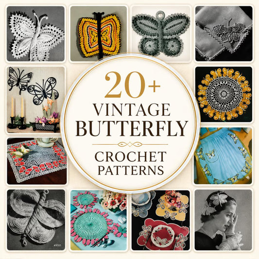 20 Vintage Butterfly Crochet Patterns Bundle | Motifs, Appliques, Home Decor (PDF Download)