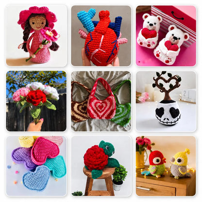 20 Valentine Crochet Patterns Bundle | Heart, Love Amigurumi Designs (PDF Download)