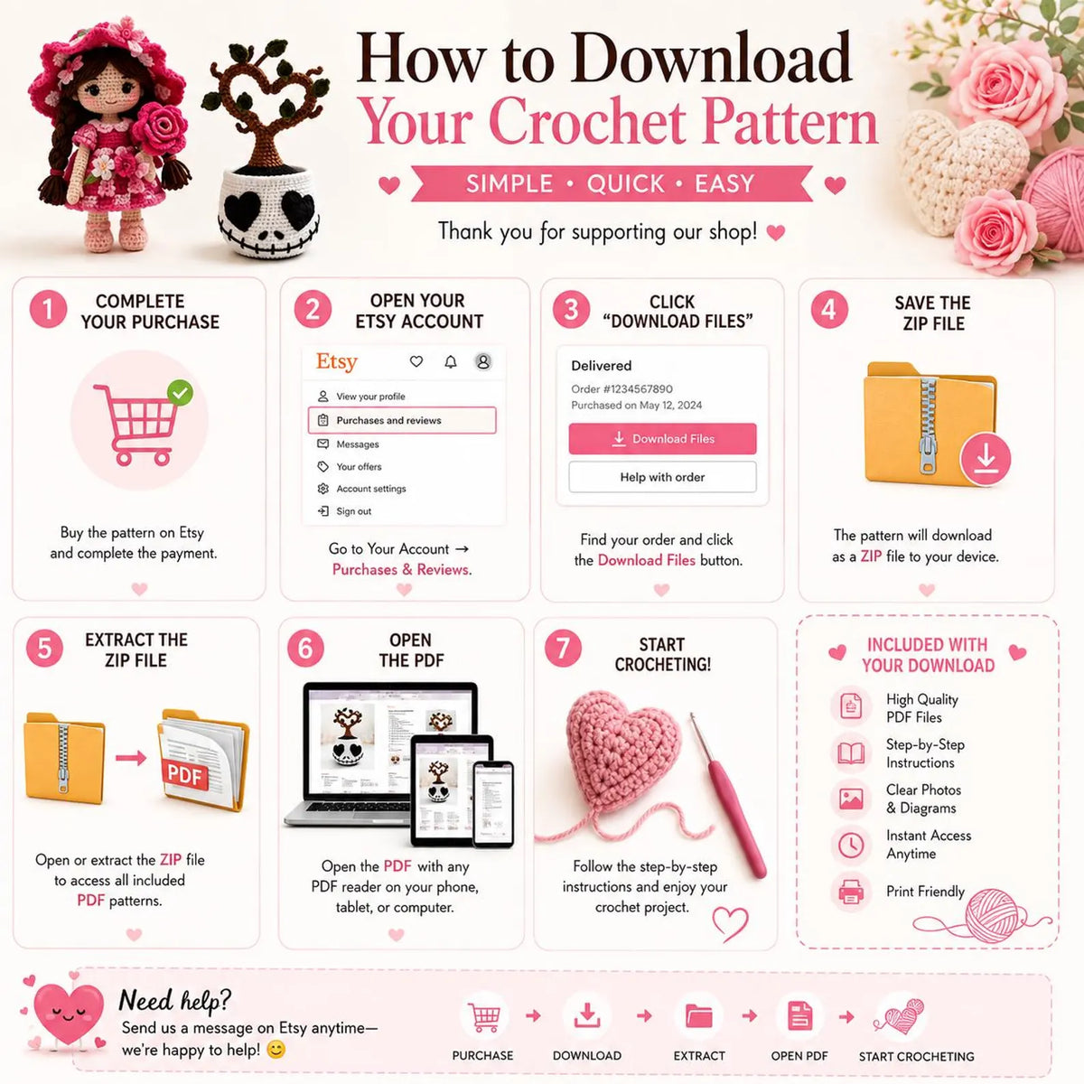 20 Valentine Crochet Patterns Bundle | Heart, Love Amigurumi Designs (PDF Download)