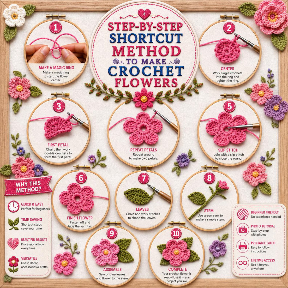 50 Floral Embroidery Patterns | Botanical Hand Stitch Designs (PDF Download)